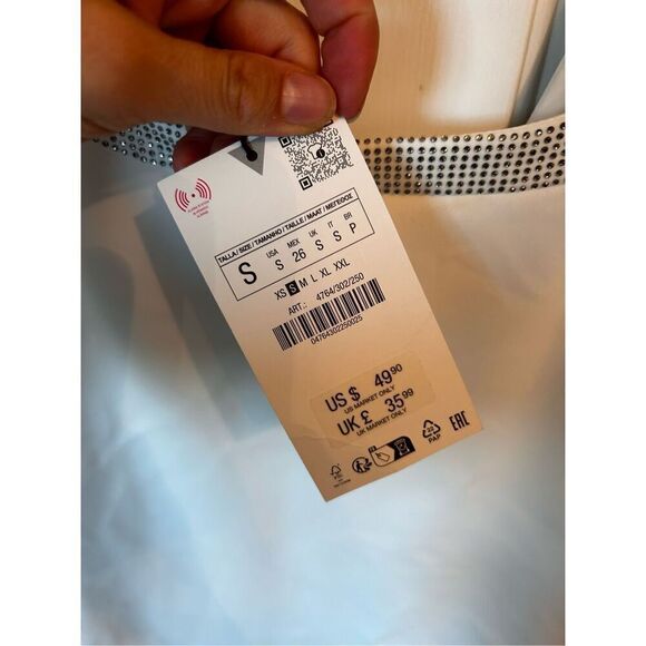 Zara white sexy going out dress with diamonds size small s - Picture 2 of 5
